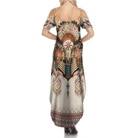 Native American Summer Maxi Dress Buffalo Skull - Wonder Print Shop
