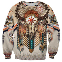 Native American Sweatshirt Buffalo Skull - Wonder Print Shop