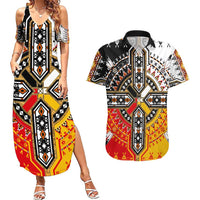Four Directions Native American Couples Matching Summer Maxi Dress and Hawaiian Shirt - Wonder Print Shop