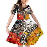 Four Directions Native American Family Matching Off The Shoulder Long Sleeve Dress and Hawaiian Shirt - Wonder Print Shop