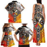Four Directions Native American Family Matching Tank Maxi Dress and Hawaiian Shirt - Wonder Print Shop