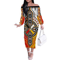 Four Directions Native American Off The Shoulder Long Sleeve Dress - Wonder Print Shop
