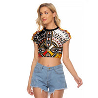 Four Directions Native American Raglan Cropped T Shirt - Wonder Print Shop