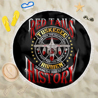Red Tails Tuskegee Airmen Beach Blanket Soaring to Shape History - Fighter Plane Patriotic Tribute - Wonder Print Shop
