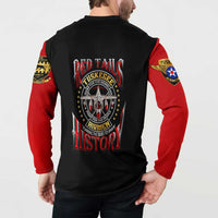 Red Tails Tuskegee Airmen Button Sweatshirt Soaring to Shape History - Fighter Plane Patriotic Tribute - Wonder Print Shop