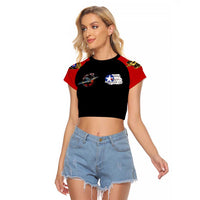 Red Tails Tuskegee Airmen Raglan Cropped T Shirt Soaring to Shape History - Fighter Plane Patriotic Tribute - Wonder Print Shop