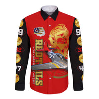 Tuskegee Red Tails Airmen Long Sleeve Button Shirt WWII Fighter Pilot Legacy - Wonder Print Shop