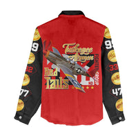 Tuskegee Red Tails Airmen Women Casual Shirt WWII Fighter Pilot Legacy - Wonder Print Shop