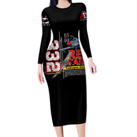 Red Tails Spitfire Tuskegee Airmen Long Sleeve Bodycon Dress 332nd Fighter Group WWII Legacy Tribute - Wonder Print Shop