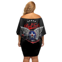 Red Tails Spitfire Tuskegee Airmen Off Shoulder Short Dress 332nd Fighter Group WWII Legacy Tribute - Wonder Print Shop