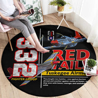 Red Tails Spitfire Tuskegee Airmen Round Carpet 332nd Fighter Group WWII Legacy Tribute - Wonder Print Shop