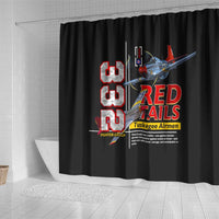 Red Tails Spitfire Tuskegee Airmen Shower Curtain 332nd Fighter Group WWII Legacy Tribute - Wonder Print Shop