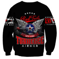 Red Tails Spitfire Tuskegee Airmen Sweatshirt 332nd Fighter Group WWII Legacy Tribute - Wonder Print Shop