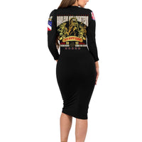 At The Front, Always Long Sleeve Bodycon Dress - Wonder Print Shop