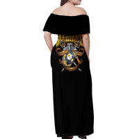 The First Black Marines: A Legacy Etched In Honor Off Shoulder Maxi Dress - Wonder Print Shop