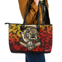 Chesty The Bulldog: Mascot Of Valor Leather Tote Bag - Wonder Print Shop