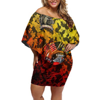 Chesty The Bulldog: Mascot Of Valor Off Shoulder Short Dress - Wonder Print Shop