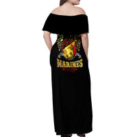 Breaking Barriers: Black Valor Off Shoulder Maxi Dress - Wonder Print Shop