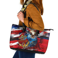 Serving The Nation Despite Injustice Leather Tote Bag - Wonder Print Shop