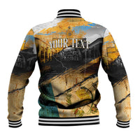 Guatemala Country Pride Baseball Jacket Grunge Map Art with National Landmark Flag Texture - Wonder Print Shop