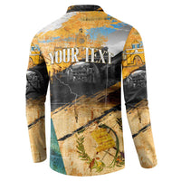 Guatemala Country Pride Button Sweatshirt Grunge Map Art with National Landmark Flag Texture - Wonder Print Shop