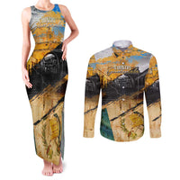 Guatemala Country Pride Couples Matching Tank Maxi Dress and Long Sleeve Button Shirt Grunge Map Art with National Landmark Flag Texture - Wonder Print Shop