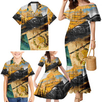 Guatemala Country Pride Family Matching Mermaid Dress and Hawaiian Shirt Grunge Map Art with National Landmark Flag Texture - Wonder Print Shop