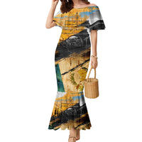 Guatemala Country Pride Family Matching Mermaid Dress and Hawaiian Shirt Grunge Map Art with National Landmark Flag Texture - Wonder Print Shop