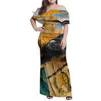 Guatemala Country Pride Family Matching Off Shoulder Maxi Dress and Hawaiian Shirt Grunge Map Art with National Landmark Flag Texture - Wonder Print Shop