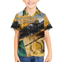 Guatemala Country Pride Family Matching Off Shoulder Maxi Dress and Hawaiian Shirt Grunge Map Art with National Landmark Flag Texture - Wonder Print Shop