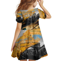 Guatemala Country Pride Family Matching Off Shoulder Short Dress and Hawaiian Shirt Grunge Map Art with National Landmark Flag Texture - Wonder Print Shop
