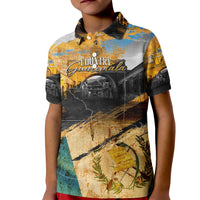 Guatemala Country Pride Kid Polo Shirt Grunge Map Art with National Landmark Flag Texture - Wonder Print Shop