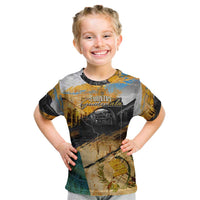 Guatemala Country Pride Kid T Shirt Grunge Map Art with National Landmark Flag Texture - Wonder Print Shop