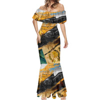 Guatemala Country Pride Mermaid Dress Grunge Map Art with National Landmark Flag Texture - Wonder Print Shop