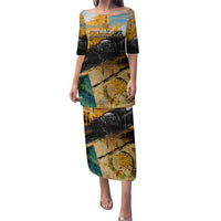 Guatemala Country Pride Puletasi Grunge Map Art with National Landmark Flag Texture - Wonder Print Shop