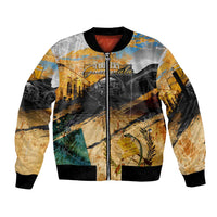Guatemala Country Pride Sleeve Zip Bomber Jacket Grunge Map Art with National Landmark Flag Texture - Wonder Print Shop
