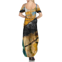 Guatemala Country Pride Summer Maxi Dress Grunge Map Art with National Landmark Flag Texture - Wonder Print Shop