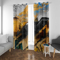 Guatemala Country Pride Window Curtain Grunge Map Art with National Landmark Flag Texture - Wonder Print Shop