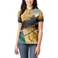 Guatemala Country Pride Women Polo Shirt Grunge Map Art with National Landmark Flag Texture - Wonder Print Shop