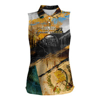 Guatemala Country Pride Women Sleeveless Polo Shirt Grunge Map Art with National Landmark Flag Texture - Wonder Print Shop