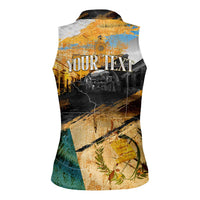 Guatemala Country Pride Women Sleeveless Polo Shirt Grunge Map Art with National Landmark Flag Texture - Wonder Print Shop
