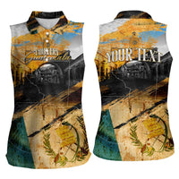 Guatemala Country Pride Women Sleeveless Polo Shirt Grunge Map Art with National Landmark Flag Texture - Wonder Print Shop