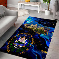 El Salvador Country Pride Area Rug Map Flag and National Emblem Art in Cosmic Blue - Wonder Print Shop