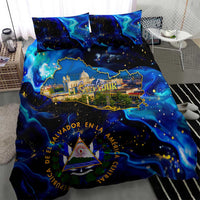 El Salvador Country Pride Bedding Set Map Flag and National Emblem Art in Cosmic Blue - Wonder Print Shop
