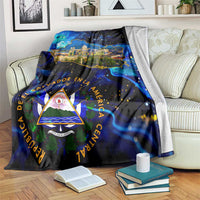 El Salvador Country Pride Blanket Map Flag and National Emblem Art in Cosmic Blue - Wonder Print Shop