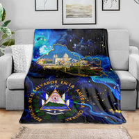 El Salvador Country Pride Blanket Map Flag and National Emblem Art in Cosmic Blue - Wonder Print Shop