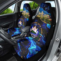 El Salvador Country Pride Car Seat Cover Map Flag and National Emblem Art in Cosmic Blue - Wonder Print Shop
