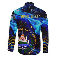 El Salvador Country Pride Family Matching Long Sleeve Bodycon Dress and Hawaiian Shirt Map Flag and National Emblem Art in Cosmic Blue - Wonder Print Shop