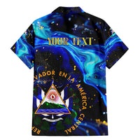 El Salvador Country Pride Family Matching Mermaid Dress and Hawaiian Shirt Map Flag and National Emblem Art in Cosmic Blue - Wonder Print Shop