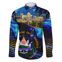 El Salvador Country Pride Family Matching Puletasi and Hawaiian Shirt Map Flag and National Emblem Art in Cosmic Blue - Wonder Print Shop